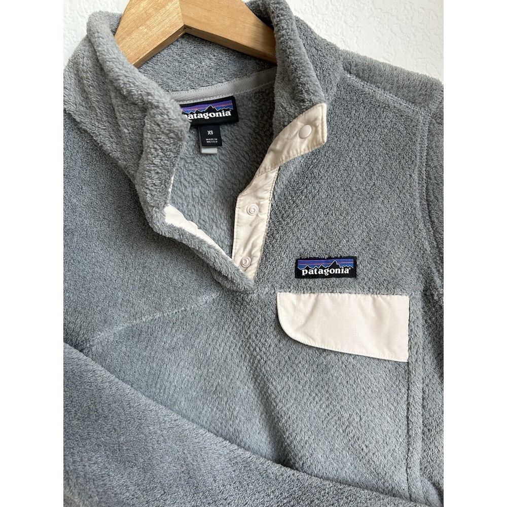 Patagonia Re-tool Half Snap Pullover Women's XS Grey Waffle Texture Fuzzy $158